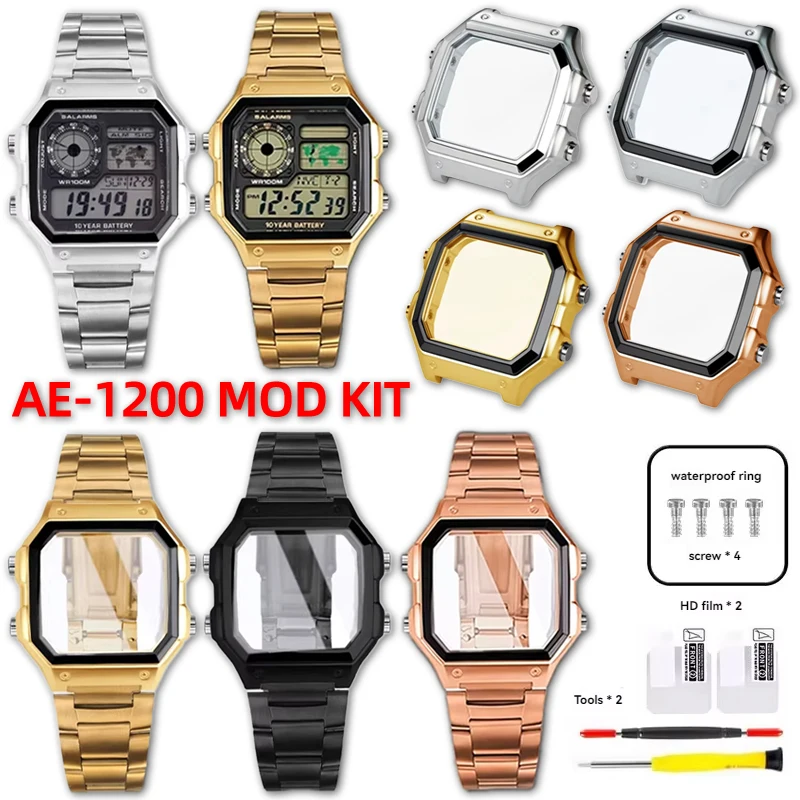 Ae12 Case Mod Ae1200 Steel Case Mod Kit For Casio Ae-1200wh Ae-1300 Metal Bezel Strap ...