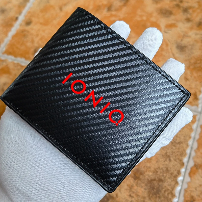 

for Hyundai IONIQ 5 6 7 car carbon fiber leather wallet Card package car accessories