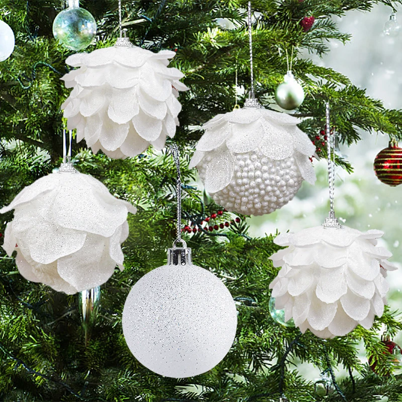 

3-6pcs/Box ChristmasTree Hanging Ball Christmas Hanging Ornament Pendant Flower Foam Snow Balll 2023 Navidad Decoration New Year