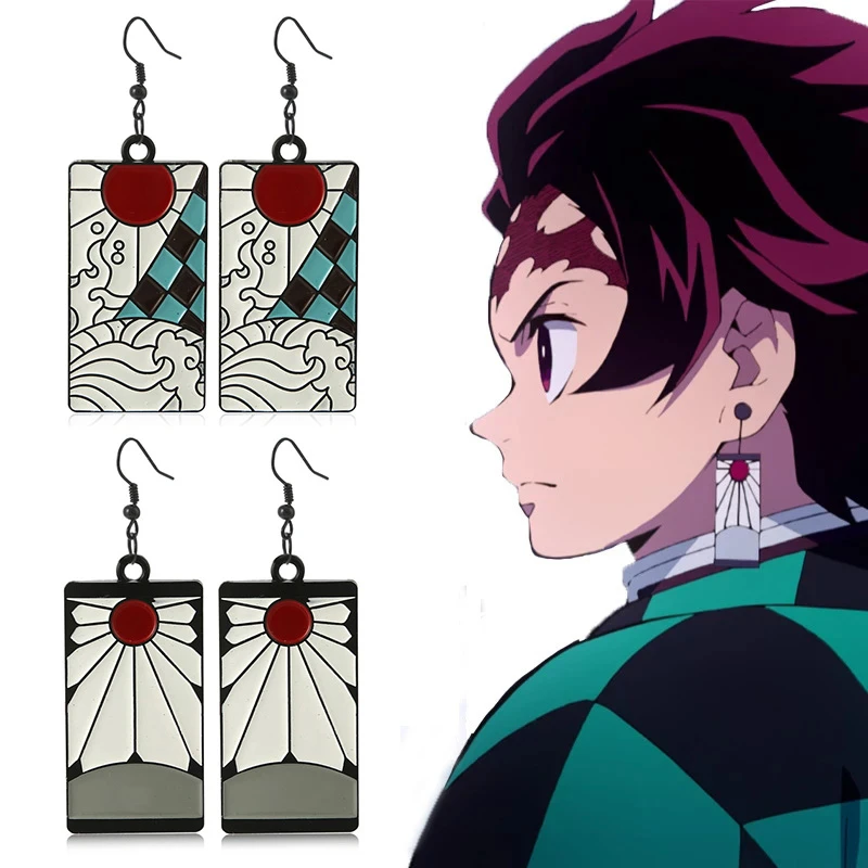 Rising Sun Demon Slayer With Hanafuda Earrings Demon Slayer Anime