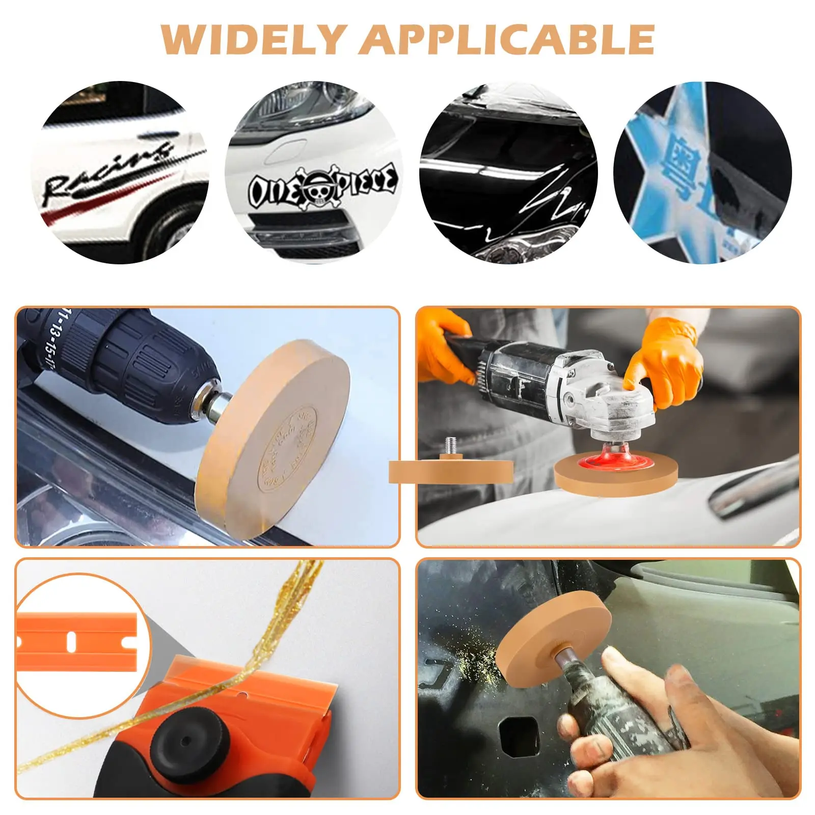 Car Rubber Sticker Remover Tool with Plastic Scraper Plastic Blade and Eraser Wheel to Remove Films Adhesive Residue on the Car