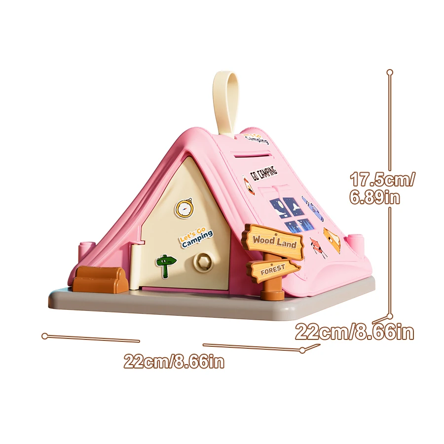 Tent piggy bank, green pink and pink optional, key to open the door, large capacity to deposit money, boys and girls available,