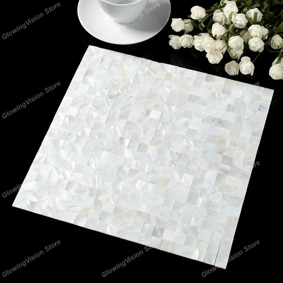 Mattonelle di mosaico in madreperla con conchiglia a spina di pesce per cucine, pareti del bagno, spa, piscine (foglio intero