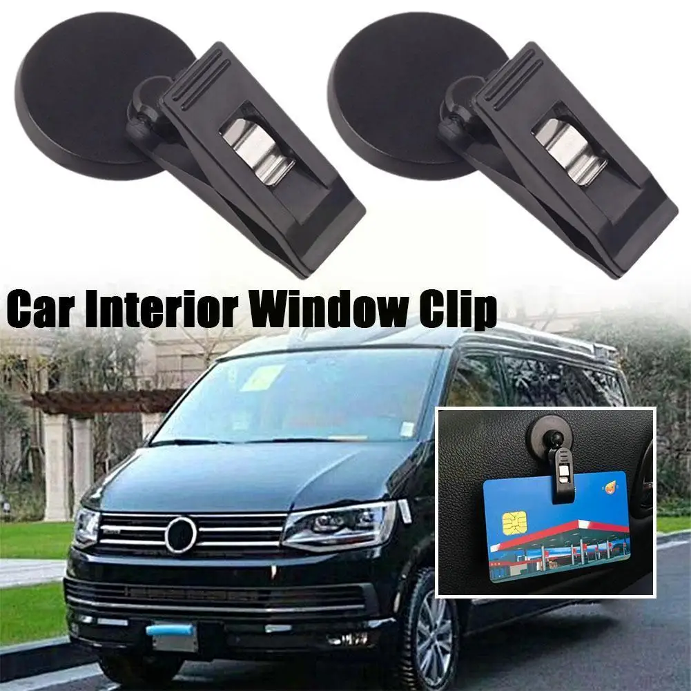

1 Pair Car Interior Window Clip Ticket Holder Black Car Suction Card Cap Hook Plastic Access Removable Clip Holde Control S G4F7