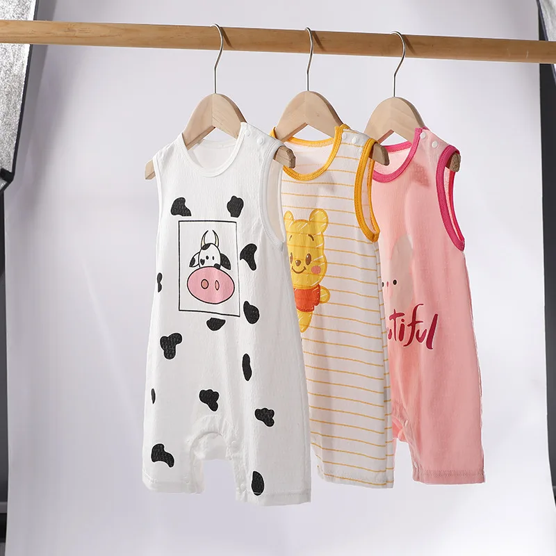 

Baby Bodysuit Summer Boys' Summer Vest Sleeveless Newborn Clothing Infant Fashionable Set