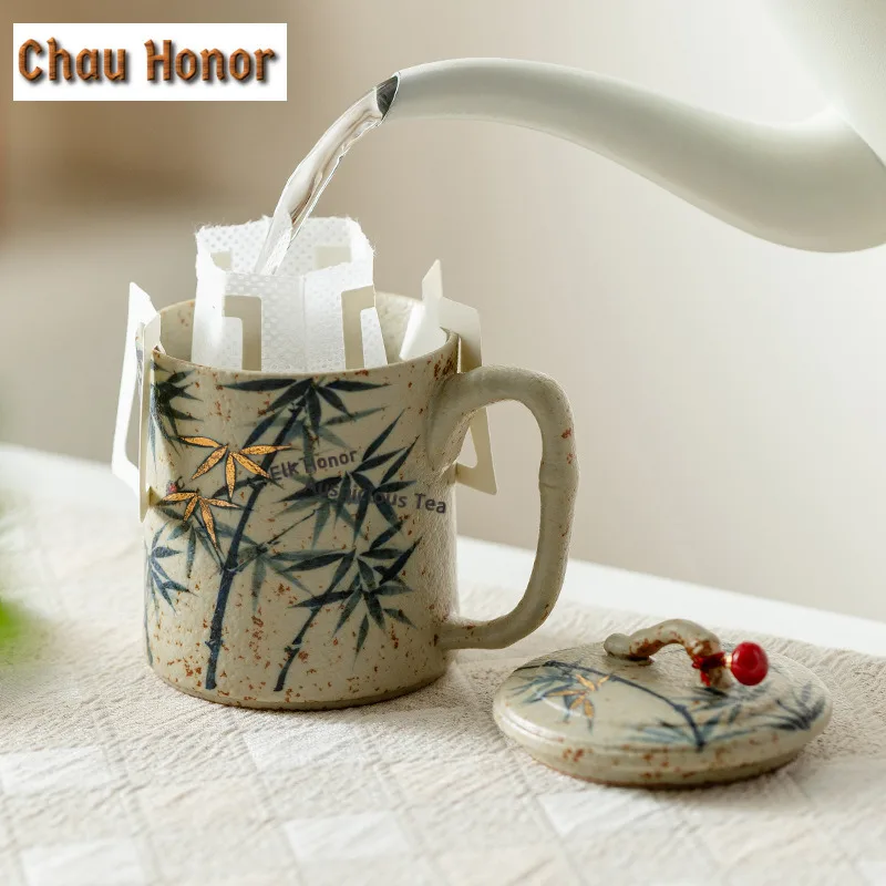 190ml Hand-painted Green Bamboo Coffee Mug Milk Cup Afternoon Tea Mug Coffee Milk Pot Personal Office Water Cup Drinkware Craft