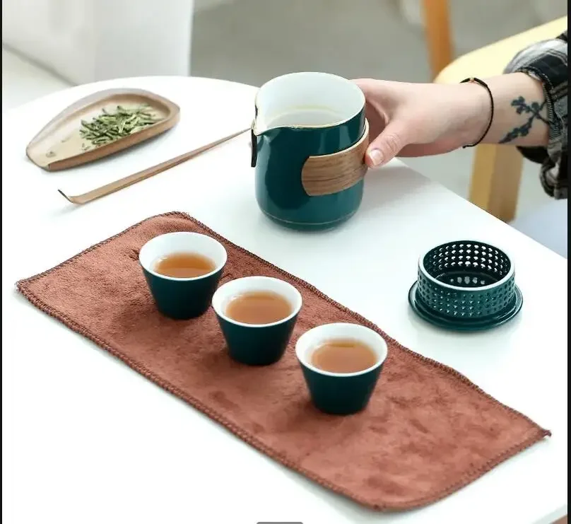 

Ceramic Tea Set Outdoor Tea Utensils One Pot Three Cups Travel Tea Making Equipment Kung Fu Tea Set Teapot Teacup Teaware Sets