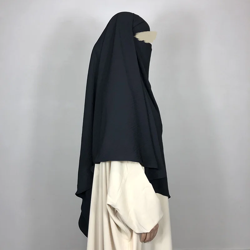 One Layer Jazz Crepe Diamond Khimar Muslim EID Ramadan Islamic Clothing Tie Back Prayer Hijab