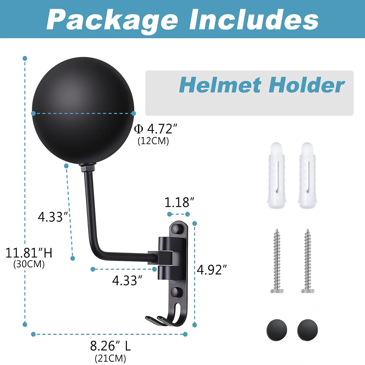 Motorcycle Helmet Holder Wall Mount 180&deg;Rotation Football Bicycle Helmet Rack With 2 Hooks Display Hanger Stand for Caps helmet rack