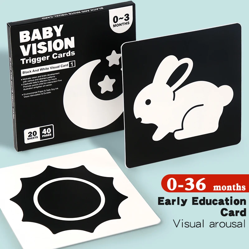 Baby Montessori Toys Black White Flash Cards High Contrast Visual Stimulation Colour Cards Early Education Toys For Nerborns 2