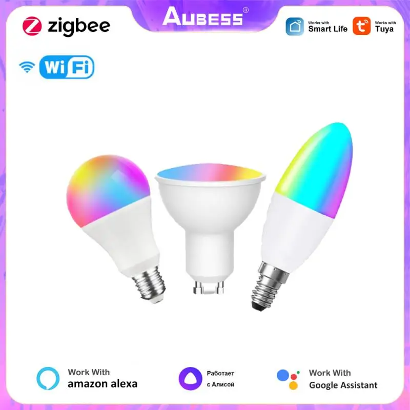 Tuya Wifi Zigbee 3.0 Led Lampadina Intelligente Luce Dimmerabile E27 E14 Gu10 Lampada Rgbcw Per Smart Life Alexa Google Home Alice
