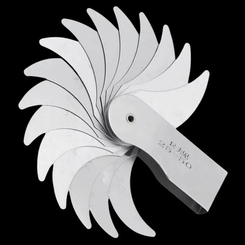 R25-50MM Radius Gauge 16 Blade Stainless Steel for Checking Thread Pitch
