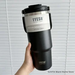 Tyeso Stainless Steel Thermal Insulated Travel Tumbler Mug - 1200ML (Black-1pcs)