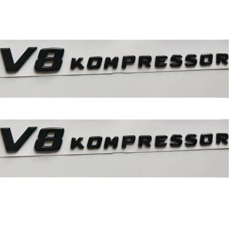 Emblemi Del Distintivo Dell'Emblema Del Kompressor V8 Per Lettere Nere Lucide Amg 2 Pezzi