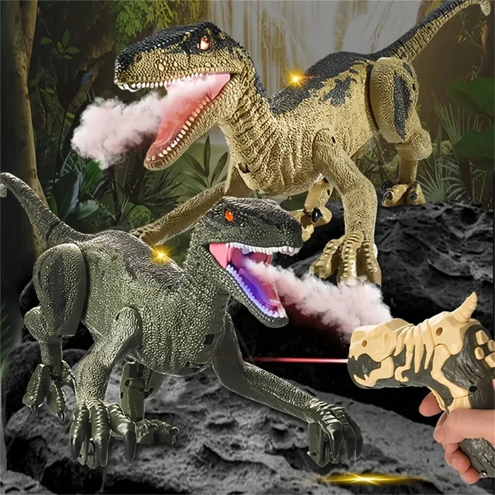 Roaring Fun Remote Control Velociraptor Toy with LED Lights Electric Walking Jurassic