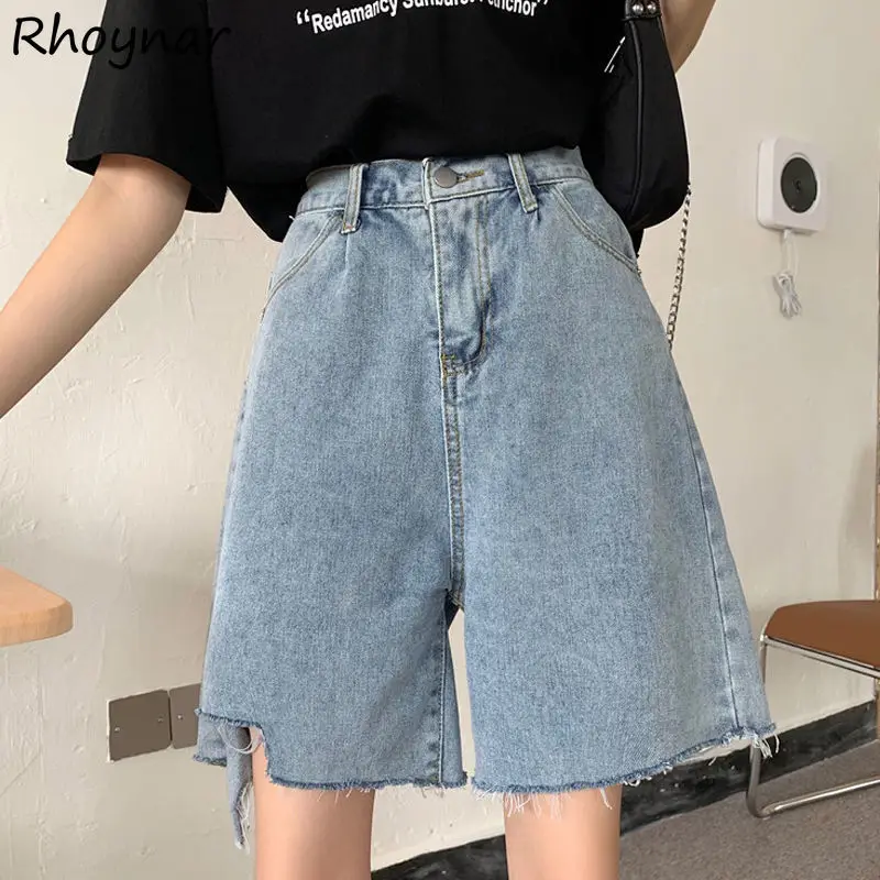

Shorts Women Denim All Match S-5xl Korean Style Summer Wide Leg Trousers Street Wear Simple Solid Female Preppy Fashion Chic New