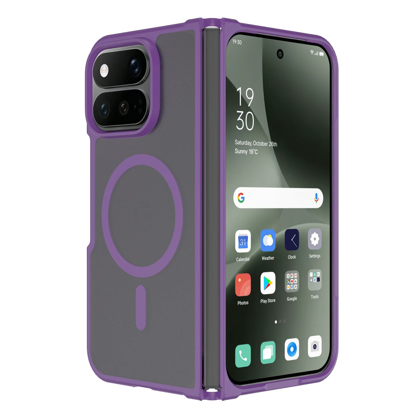 Deluxe Frosted Magnetic 2-in-1 Folding Phone Case with Wireless Charging Compatibility