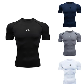 Maglietta a compressione da uomo Abbigliamento sportivo estivo T-shirt da corsa Elastico ad asciugatura rapida Sport Top Tee Camicie da allenamento per palestra atletica da uomo