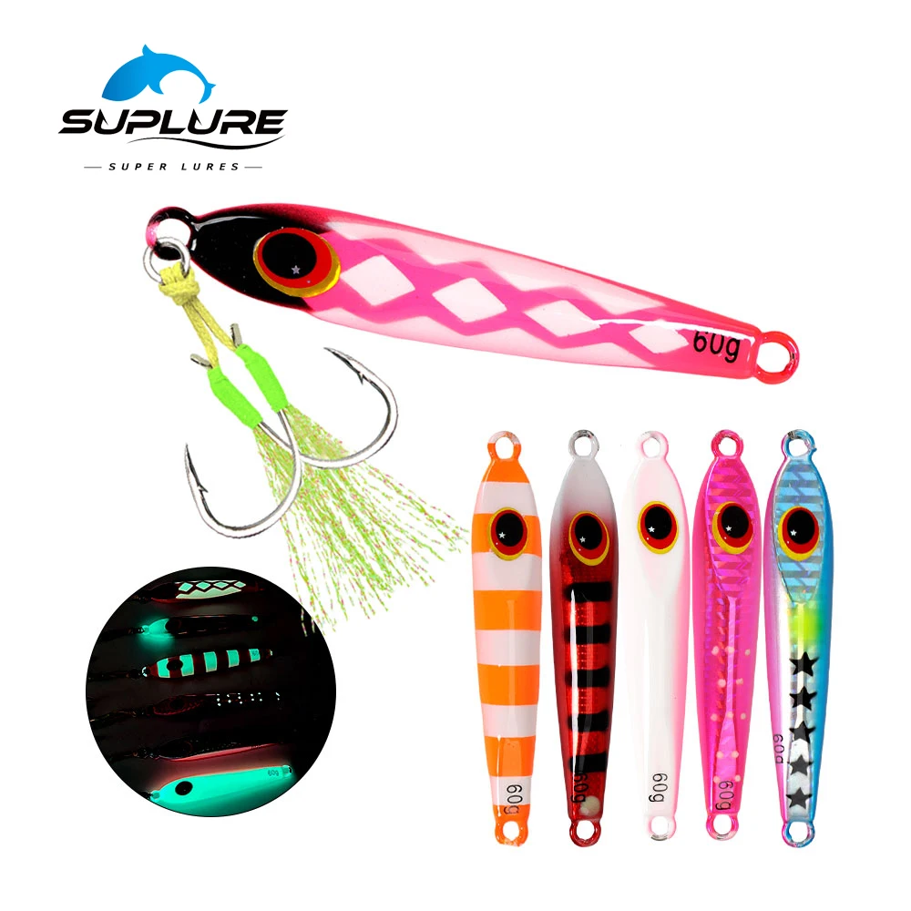 Superlures 40g 60g 80g 100g Flat Slow Sinking Hard Metal Jigs Japan Laser Skin Tuna Fishing Jig Lure With Hooks