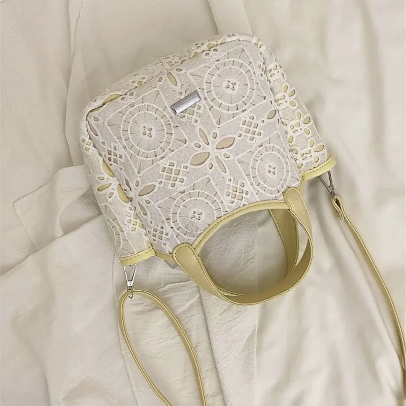 JIAERDI Lace Cutout Tote Bag Women Patchwork Large Capacity Handbag Ladies Elegant Gentle Commute Shoulder Crossbody Bags 2025