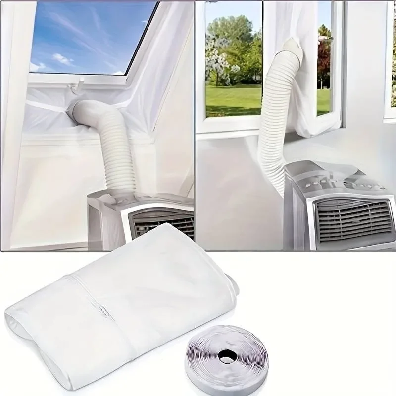 Window Seal Universal Air Lock Window Seal Cloth Plate 3 4 5m Hot Airs Stop Conditioner Outlet with Zip and Adhesive Fast
