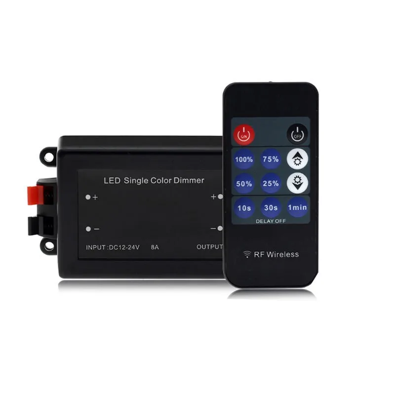 LED Single Color Dimmer 11Key RF Remote Control Wireless Plastic DC12V 24V