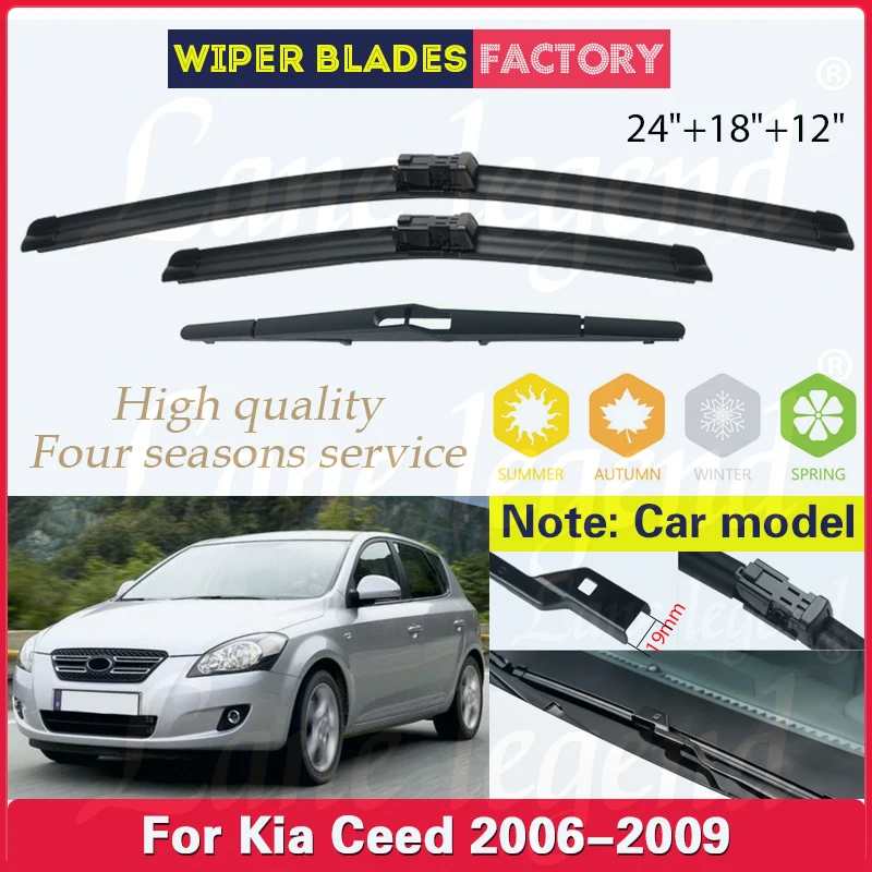 Für kia ceed 2006 2007 2008 2009 Auto vorne hinten Wischer blätter Windschutz scheibe Windschutz scheibe Fenster Regen bürsten Autozubehör 24 "18" 12"