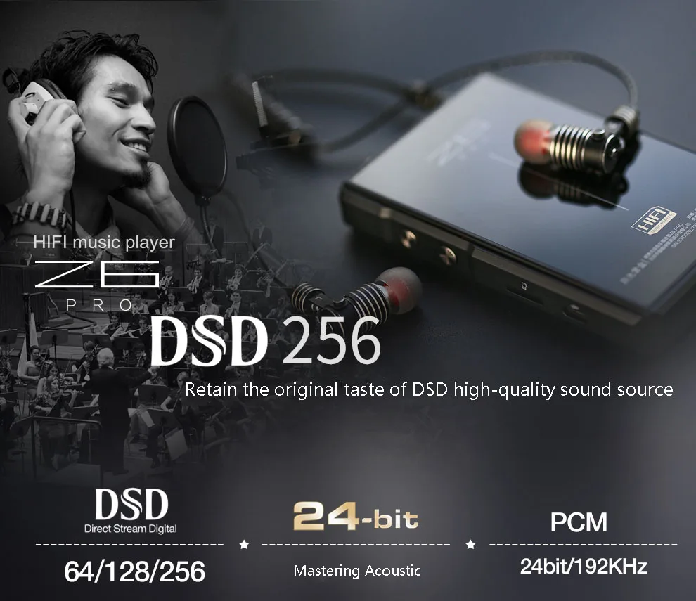 Fever-grade Lossless HiFi Music Player MP3 Mini Walkman Bluetooth HD Lossless DSD256 Hardware Decoding PO+LO Dual Output