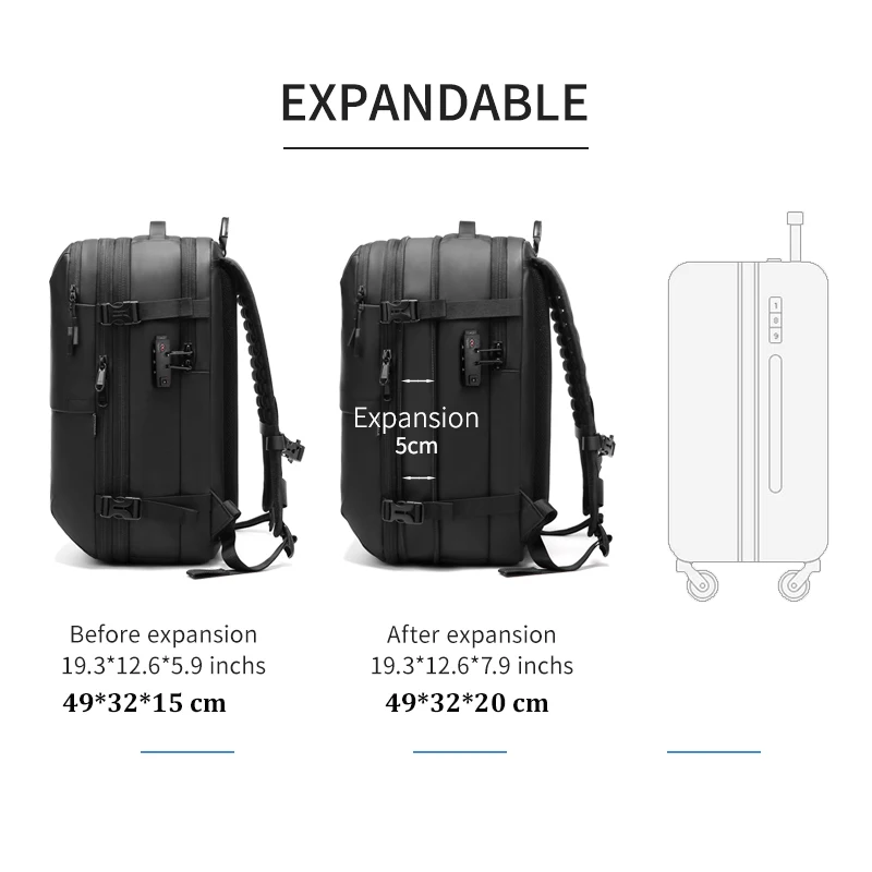 الرجال حقيبة السفر فراغ ضغط 17 بوصة محمول على ظهره...