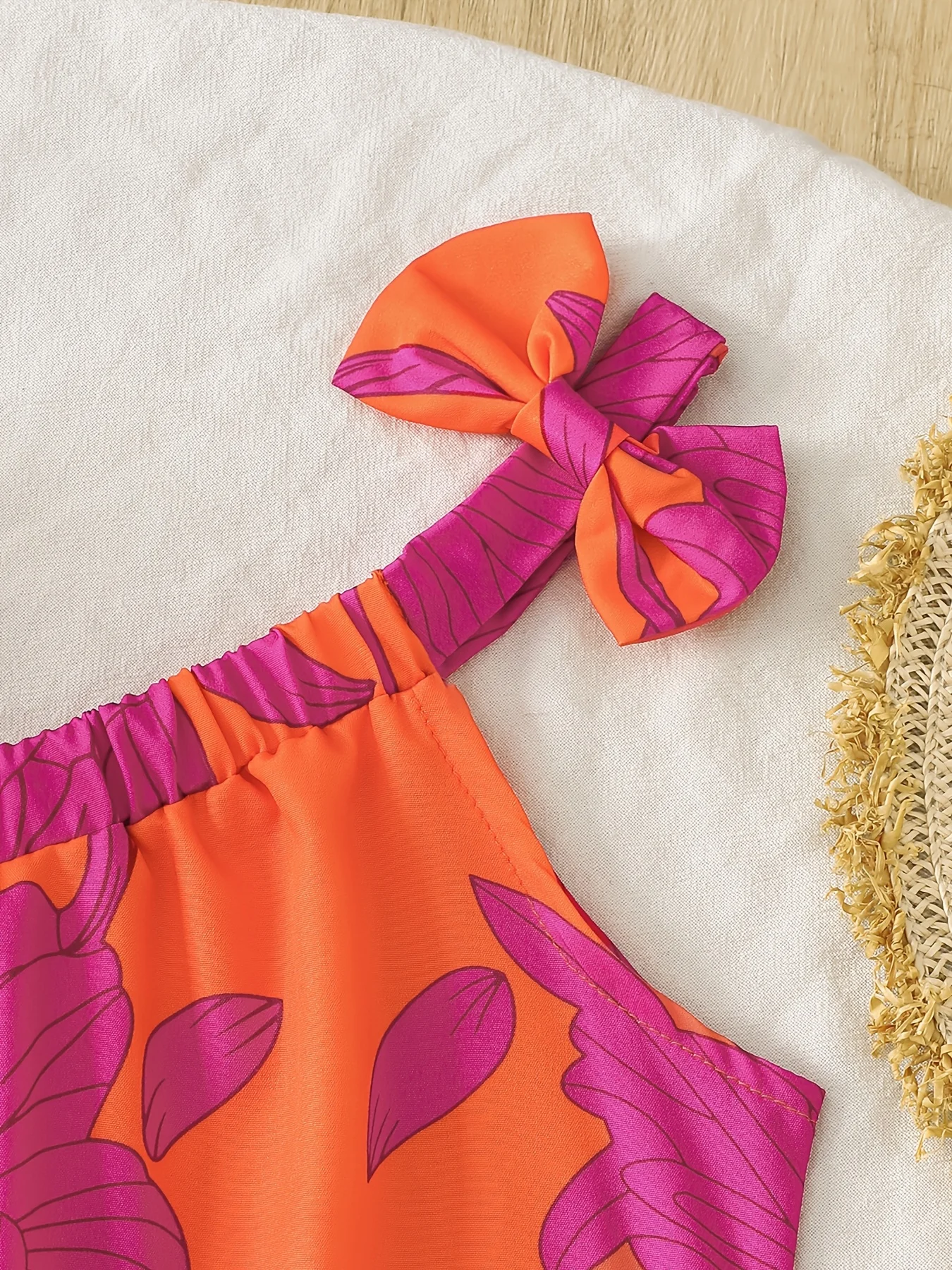 Girls' Casual Dress, Children's Floral Print Dress with Off-Shoulder Design, Fashionable and Versatile, Suitable for Girls Aged 4-12 - 4