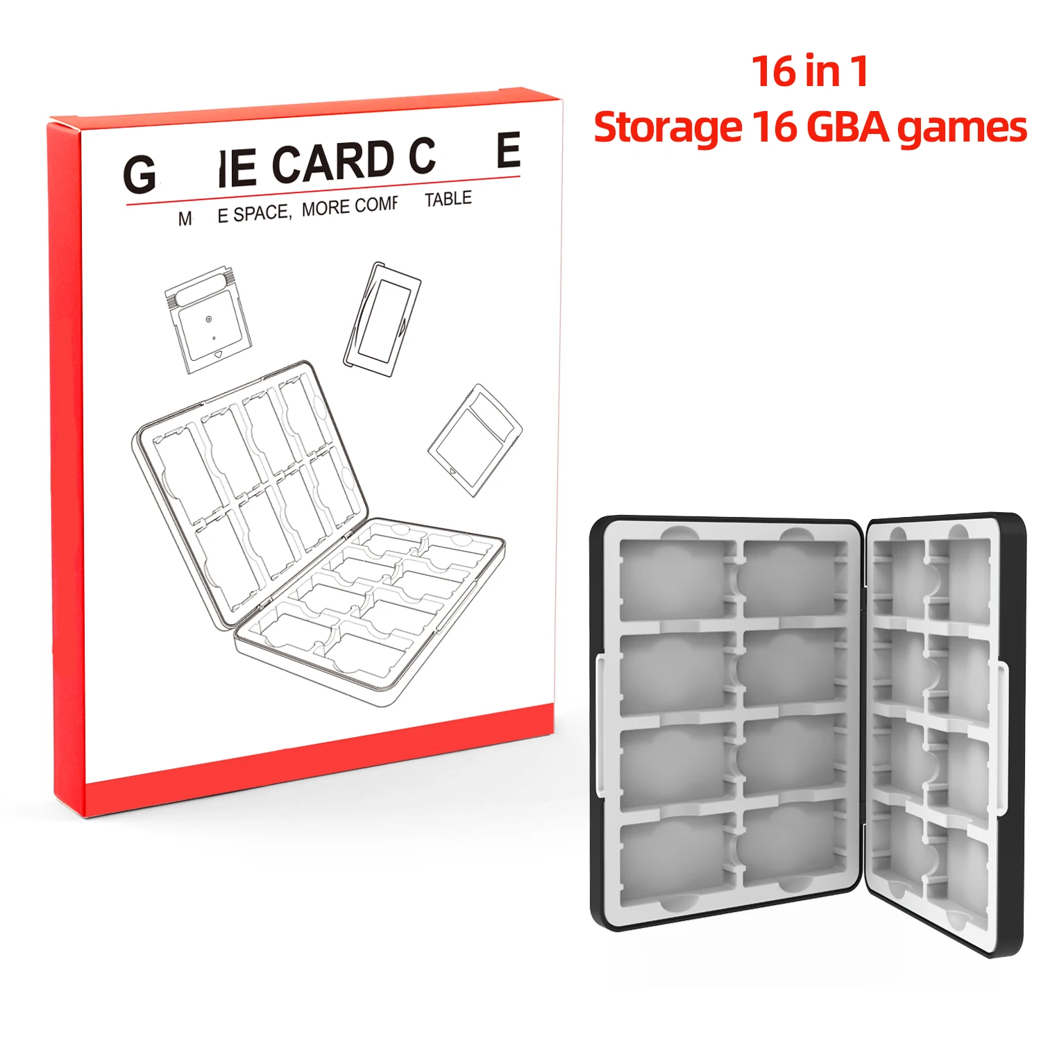 Portable Game Card Case with 16-Slot Hard Shell Storage and Protective Organizer