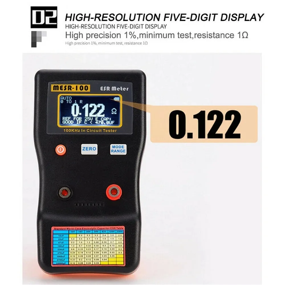 MESR-100 ESR Capacitance Ohm Meter Professional Measuring Internal Resistance of Capacitor Capacitance Circuit Tester 2