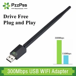 PzzPss Mini USB WiFi Adapter LAN Wi-Fi Receiver 300Mbps WIFI Adapter Wireless Network Card Play and Play For PC Windows