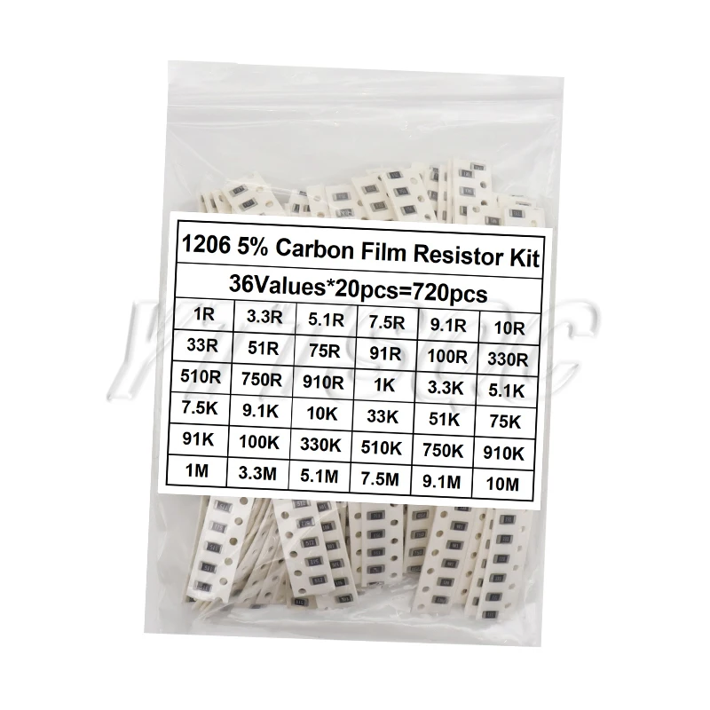 Smd Resistor 660pcs 200pcs 720pcs 4000pcs 0402 0603 0805 1206 1210 2512 smd resistor kit assorted kit 10k 100k 1k 1r 100r 220r 1% 5%