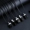 Natural crystal cylinder rough stone black tourmaline pendant irregular electrical stone pillar ore silver-plated hemming neckla 4