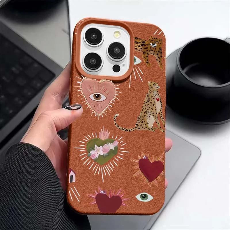 Leopard Print PU Leather Phone Case