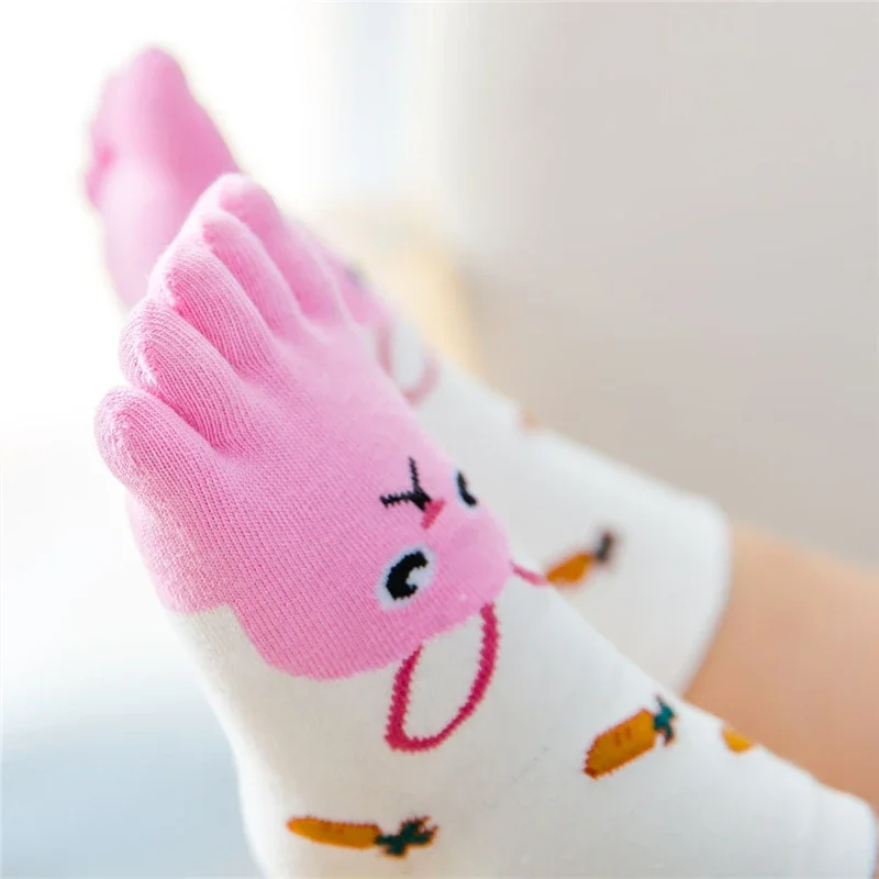 Toddler Kids Five Fingers Socks Baby Girls Boys Cartoon Animal Anti Slip Socks Cute Children Four Seasons Toe 3-12Years cartoon socks children socks