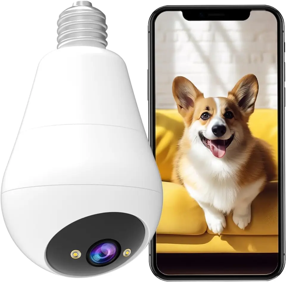 E27 Smart Bulb Camera with Night Vision and Tracking