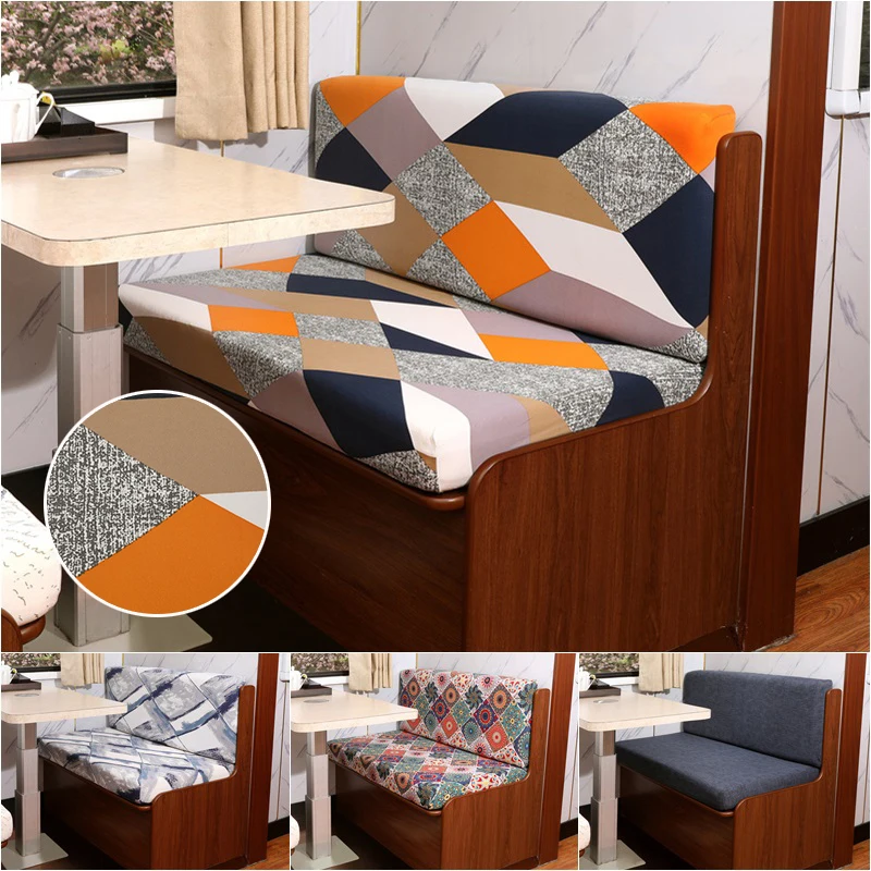 2pcs/set Floral Printed RV Dinette Cushions Covers Elastic Armless