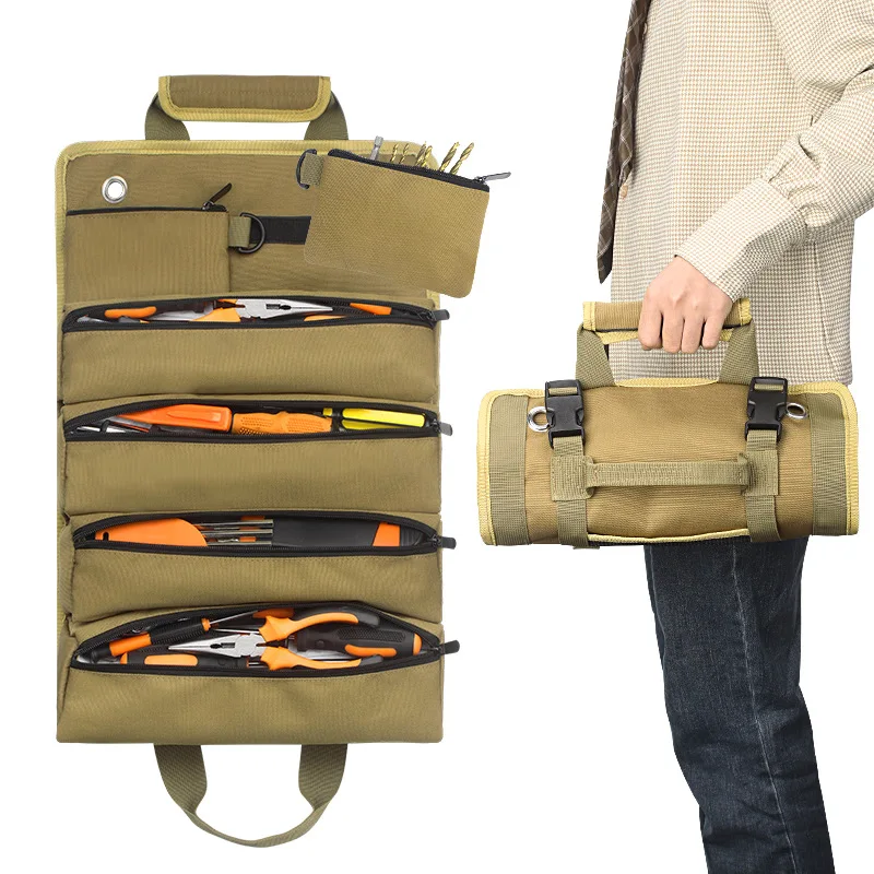 Portable Tool Roll Bag Pouch Wrench Screwdriver Pliers Roll Bag Case