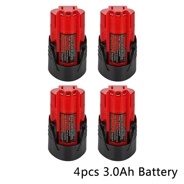 Batteria al litio 12v 3Ah Batteria ricaricabile per utensili a batteria Milwaukee M12 XC 48-11-2402 48-11-2411 48-11-2401 MIL-12A-LI - immagine 5