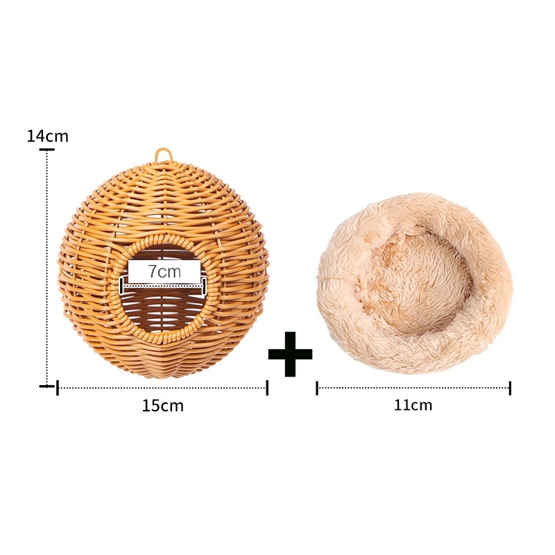 Bird Nest Fake Grass Handwoven Bird Cage House Parrot Canary Lovebird Parakeet Cockatiel Fake Hand-Woven Grass Hatching Hut