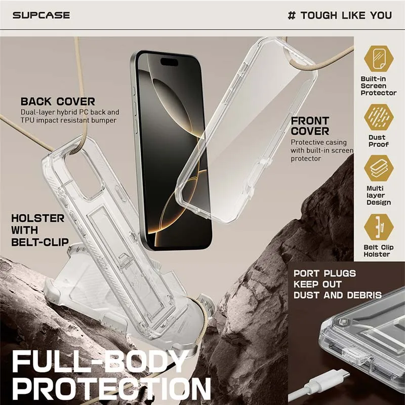 UB Pro Full-Body Rugged Phone Case with Built-in Screen Protector