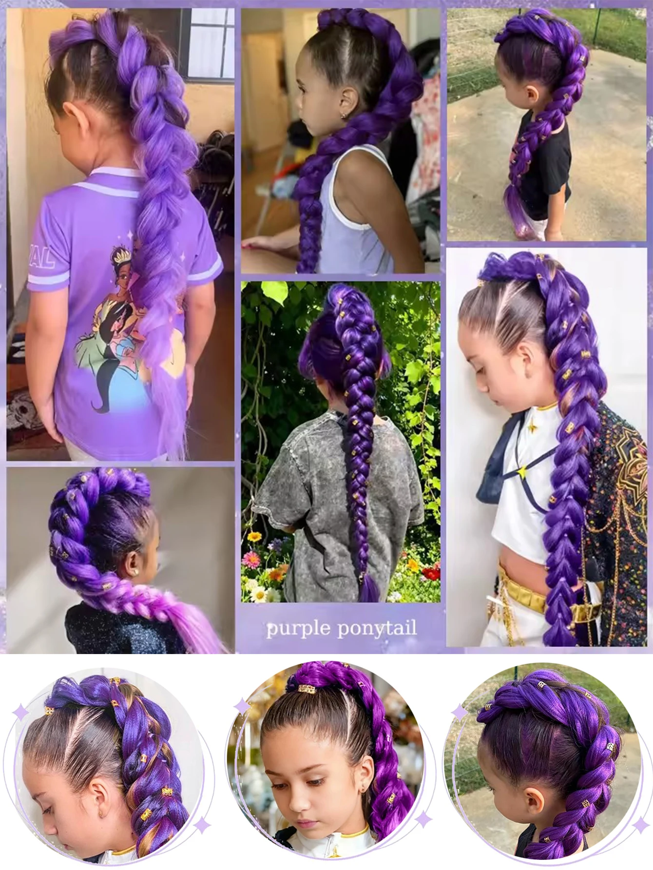 purple braid and tinsel mix