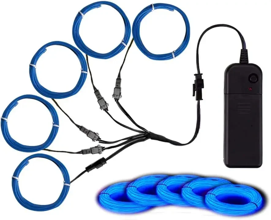 EL Wire set, 3 Light Modes Neon Light Portable Battery Powered Electroluminescent Wire
