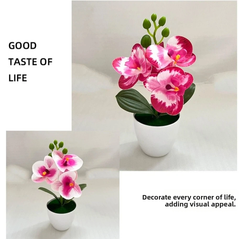 Multi-Bloom Simulierte Schmetterlingsorchidee Weißer Blumentopf DIY Künstliche Kunstpflanzen Kunstblumen Plastik Fake-Blumen Heimdekoration – Detail 6