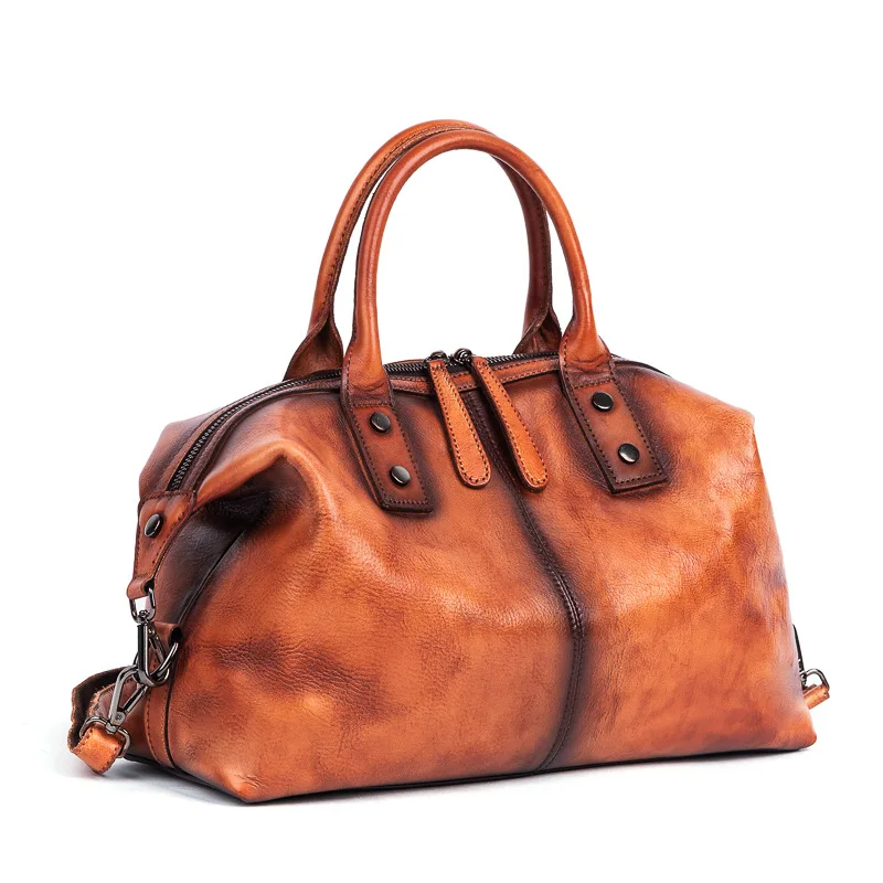 Women's Shoulder Y2k Tote Handbag Bag Crossbody New Genuine Leather Top Layer Cowhide Simplified Casual High-Capacity Retro Hand