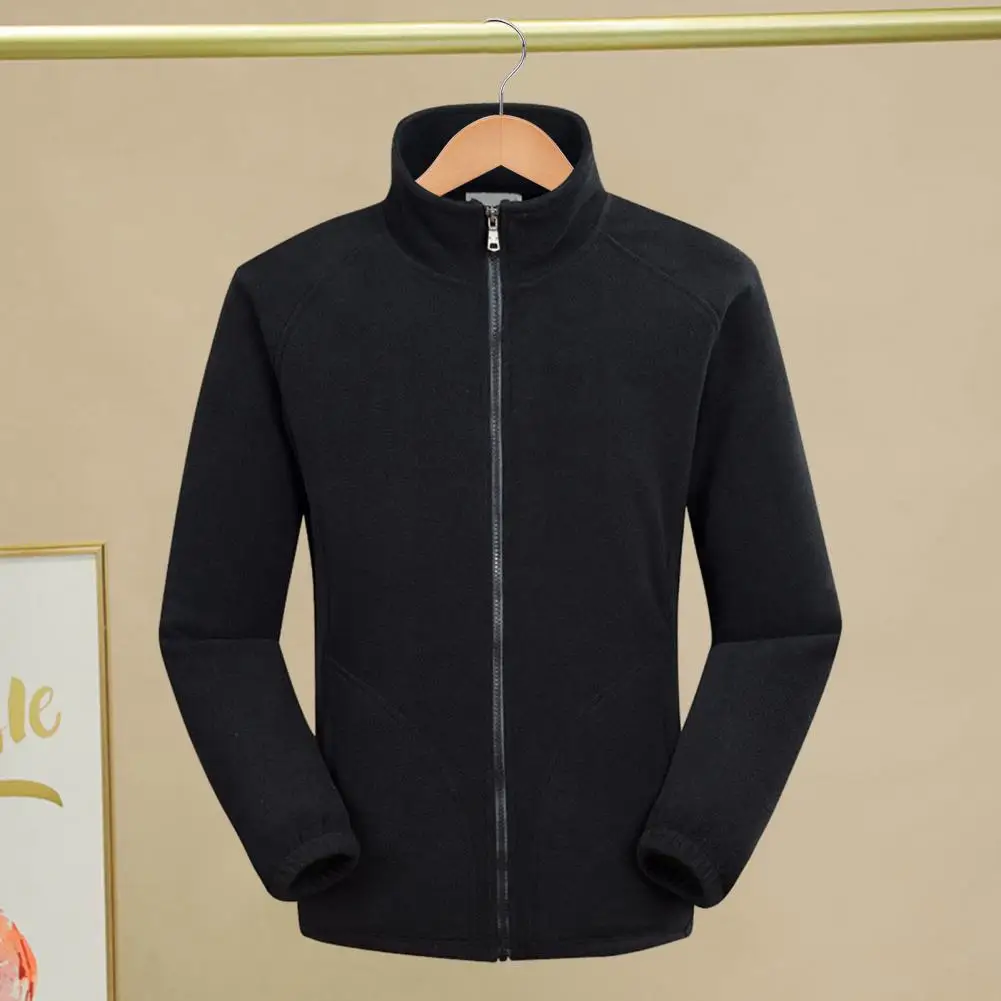 

Men Winter Coat Men Thermal Jacket Men's Thick Fleece Winter Coat with Stand Collar Zipper Closure Warm Pockets Long for Fall