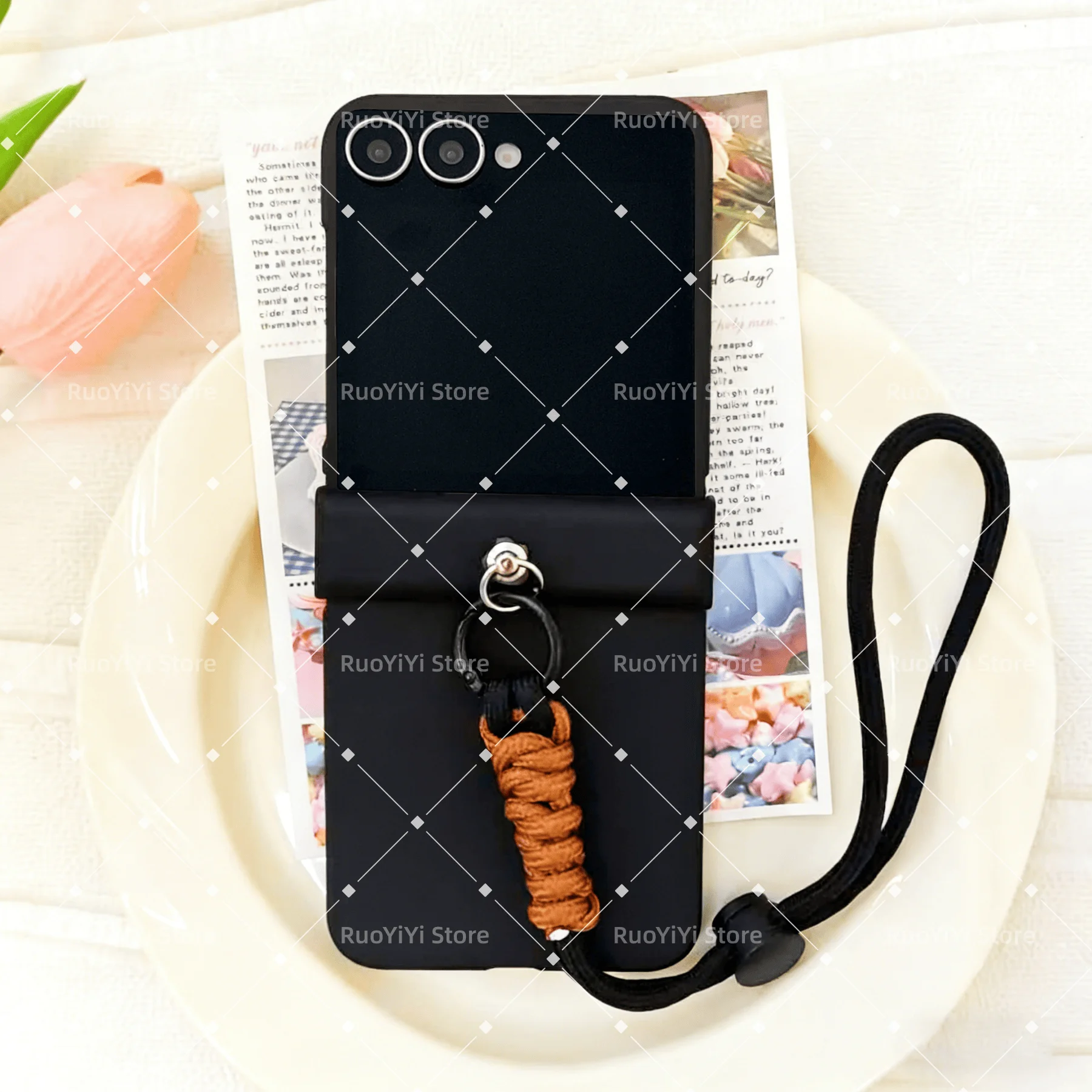 Korean Cute Candy Color Portable Rope Phone Case - Shockproof Cover