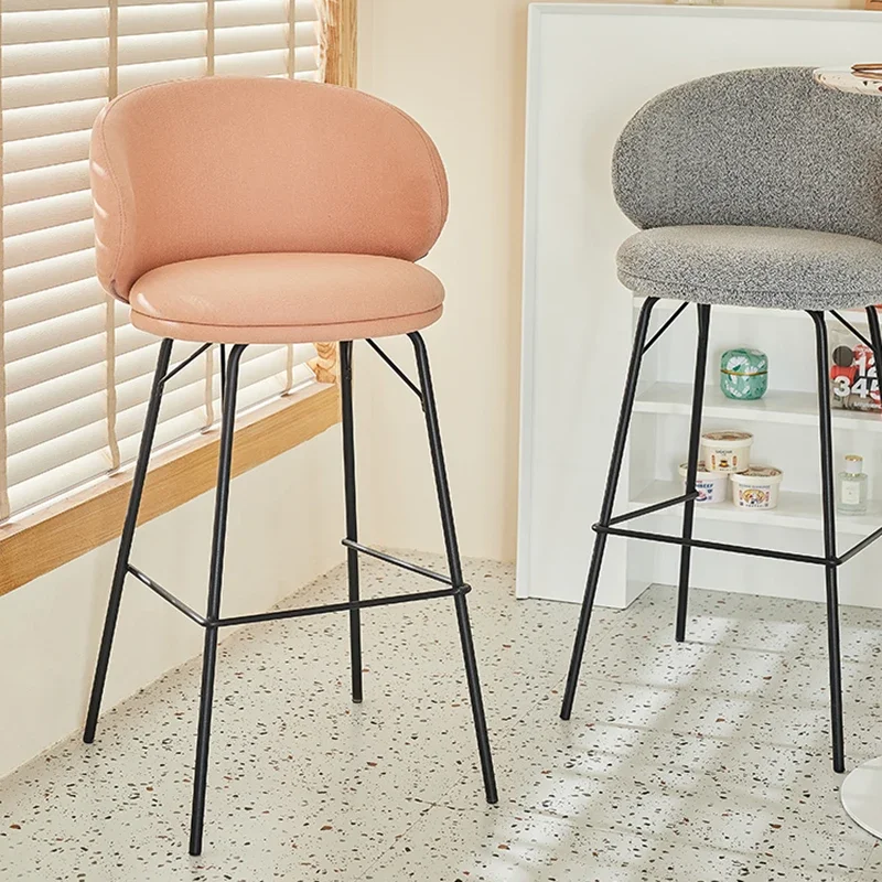 Nordic Flannel Bar Chair for Kitchen Bar Furniture Metal Wrought Iron High Feet The Chairs Home Simple Designer Front Desk Stool
